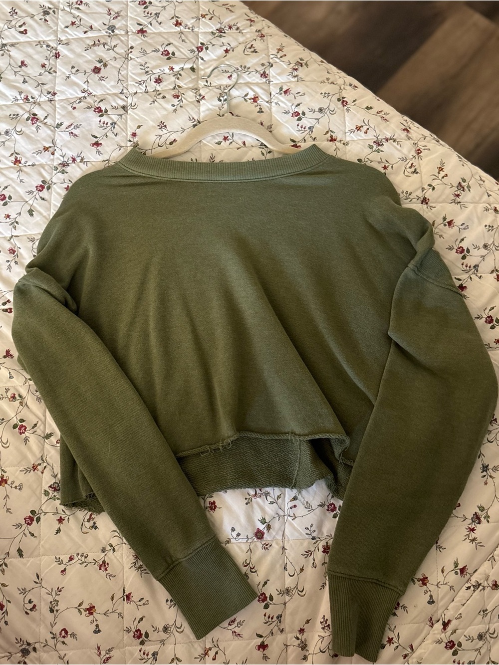 Olive Green Cropped Sweatshirt
